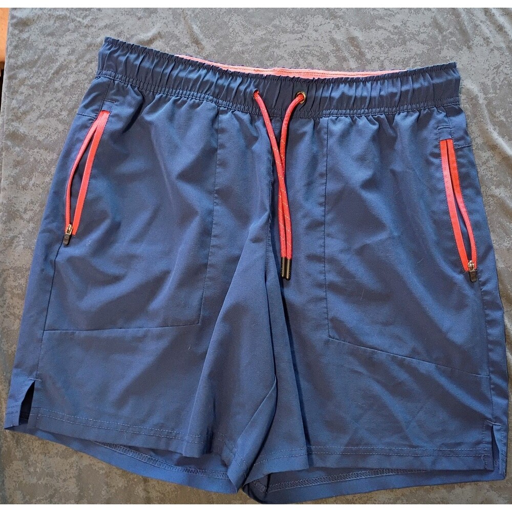 Motion Men's Blue/Orange Gym & Training Athletic Shorts Zipper Pockets M